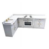 SXFSE Dollhouse Decoration Accessories,1:12 Dollhouse Miniature Furniture Wooden Kitchen Cabinet Set Freely Combined (White)