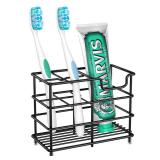 HBlife Toothbrush Holders for Bathroom, 5 Slots Black Stainless Steel Bathroom Accessories Organizer for Small Spaces