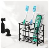 HBlife Toothbrush Holders for Bathroom, 5 Slots Black Stainless Steel Bathroom Accessories Organizer for Small Spaces