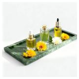 N NANSHOP Natural Marble Vanity Bathroom Tray, 12 x 6 Inch Elegant Home Decor Tray for Kitchen,Bathroom,Dresser, Coffee Table,Sink Storage Holder Organizer, Green (NS029)