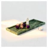 N NANSHOP Natural Marble Vanity Bathroom Tray, 12 x 6 Inch Elegant Home Decor Tray for Kitchen,Bathroom,Dresser, Coffee Table,Sink Storage Holder Organizer, Green (NS029)