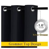 NICETOWN Black Out Curtains for Bedroom 84 inches Long - Light Reducing Thermal Insulated Solid Grommet Curtains/Panels/Drapes for Living Room (Set of 2, W52 x L84)