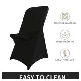 Peomeise Stretch Spandex Folding Chair Cover for Wedding Party Dining Banquet Event (Black,6pcs)