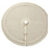 Sattiyrch Knit Christmas Tree Skirt,Luxury Cable Knitted Thick Rustic Xmas Tree Decoration (Cream, 36)