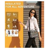 Capolo Lunch Box for Women Men Adults,Insulated Lunch Bag Leakproof Lunch Cooler Box with Removable Strap Cute Lunch Tote Bags Reusable Thermal Lunchbox for School Work Picnic(Small,Leopard)