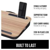 GORILLA GRIP Laptop Lap Desk with Phone Holder, Pillow Cushion Desks Fit Laptops up to 15.6, Gifts for Home, Portable Travel Workstation, Tray Ledge Keep Computers in Place, Light Wood Color