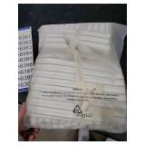 MooMee Striped Duvet Cover Set 100% Washed Cotton Linen Like Textured Breathable Durable Soft Comfy (White Tannish Linen Grey Wide Stripes, Super Queen 90x98)