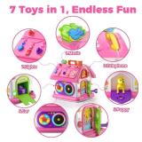 Talkfun Montessori Toy for 1 Year Old Girl Gifts, Musical Bilingual Educational Toddler Toy Age 1-2 Yr 12-18 Month, First Birthday Gift for 1 Year Old Girl (Pink)