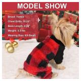 Dosuyi Turtleneck Dog Pajamas for Small Dogs, Fleece Puppy Sweater, Winter Cute Tiny Pet Clothes Pet Jumpsuits Chihuahua Yorkie Puppy Cat Clothes (Medium, Red Plaid)