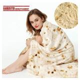 LetsFunny Burrito Tortilla Throw Blankets for Adults Teen Kids, Double Sided Tortilla Taco Wrap Blankets, Novelty Realistic Flannel Food Round Blankets, Unique Funny Gift for Girl Women 47in