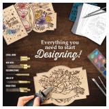 ArtSkills Wood Burning Kit for Beginners, Deluxe Pyrography Wood Engraving Art Set with Burner Pen, Stencils, Watercolor Paints, DIY Tools for Adults and Kids, 48 Pieces