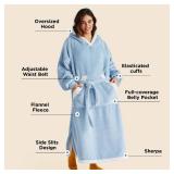 Bedsure Wearable Blanket Hoodie, Long Hooded Blanket Sweatshirt as Birthday Gifts for Women, Cozy Sherpa Hoodie for Adult, Standard, Sky Blue