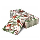 Gift Boutique - 100 Christmas Cardinal Guest Napkins Disposable Paper, Red Cardinal Bird with Greenery Dinner Hand Napkin Towel for Home, Kitchen, Wedding Winter Holiday Xmas Party Decorative Towels