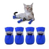 YAODHAOD Dog Shoes for Small Dogs, Puppy Dog Boots & Paw Protector for Winter Snowy Days, Anti-Slip Sole Dog Booties for Indoor Hardwood Floor 4PCS (Blue,Size: 5)