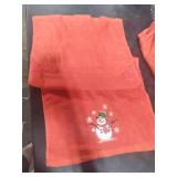 Red Holiday Kitchen Towel Set with Snowman