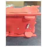 Cottage Garden Santa Sleigh Reindeer Red 7 inch Wood Musical Holiday Figurine Plays O Christmas Tree