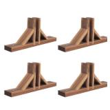 DOITOOL Solid Wood Fence Base 4-Pack Garden Fence Support for Yard Lawn Small Edging Patio Outdoor Panel Holder Accessories