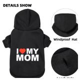 GreenJoy Dog Sweater Dog Hoodie Cold Weather Dog Coat Hooded Sweatshirt for Puppies,Cats, Small Medium Large Dogs (XX-Large, Black (I Love My Mom))