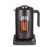 Electric Tea Kettle, INTASTING Glass Electric Kettle with tea Infuser and Precise knob temperature control, 1200W Fast Heating, BPA-Free, Easy to Clean, for Tea and coffee, 1 Liter (Dark Gray)