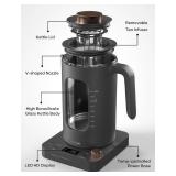 Electric Tea Kettle, INTASTING Glass Electric Kettle with tea Infuser and Precise knob temperature control, 1200W Fast Heating, BPA-Free, Easy to Clean, for Tea and coffee, 1 Liter (Dark Gray)