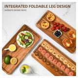 GEHE 3 Tier Serving Stand, Acacia Wood Dessert Table Display Cupcake Stand, Rustic Foldable 3-Tiered Serving Trays & Platters, Large Charcuterie Board for Birthday Wedding Bridal Shower Tea Party