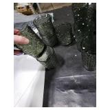 Grey Drinking Glasses Set , 14 Oz Highball & 10 Oz Cocktail Glasses, Grey Kitchen Vintage Glassware Set, Floral Embossed Glass Tumbler Cups for Juice, Whiskey, Water, Beer, Coffee