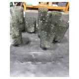 Grey Drinking Glasses Set , 14 Oz Highball & 10 Oz Cocktail Glasses, Grey Kitchen Vintage Glassware Set, Floral Embossed Glass Tumbler Cups for Juice, Whiskey, Water, Beer, Coffee