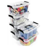 EOENVIVS Plastic Storage Bins with Lids 6 Pack Storage Organizer, 7 Quart Stackable Storage Bins with Buckle Lids and Handle easy for Home Office Pantry Organization, Clear