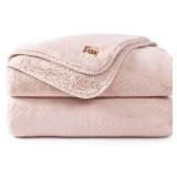 UGG Whitecap Plush Throw Blanket Fleece Soft Warm Throw for Bed or Chair, Luxury Bedroom Decor, Holiday Blankets, Machine Washable, 50-inch x 70-inch, Pink Quartz