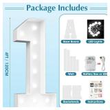 Ledido 4FT Marquee Light Up Numbers, Cool White Light Up Numbers Large Marquee Numbers for Party Decorations,4th 14th Birthday Anniversary Decor, Number 4