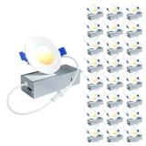 Ensenior 24 Pack 3 Inch LED Recessed Ceiling Light, Dimmable, 2700K-5000K 5CCT, 500LM 6W 120V, High Brightness Dimmable Canless Wafer Downlight - ETL&FCC&IC
