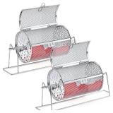 Teenyyou 2 Pcs 7 X 4.7 Small Raffle Drum Upgraded Ticket Spinner Holds 600 Tickets Raffle Wheel Spinner with Stand Drum Cage for Games Events (Silver)