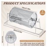 Teenyyou 2 Pcs 7 X 4.7 Small Raffle Drum Upgraded Ticket Spinner Holds 600 Tickets Raffle Wheel Spinner with Stand Drum Cage for Games Events (Silver)
