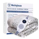 Westinghouse Heated Throw Blanket, Grey Leopard Electric Throw Blanket, Luxury Faux Fur to Flannel Reversible, 6 Heating Levels & 2-10 Hours Time Setting, Machine Washable(Throw, 50x60)