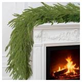 2-Pack 6FT Artificial Norfolk Pine Christmas Garland - Real Touch PE Faux Greenery, Waterproof Indoor Outdoor Decor for Mantel, Staircase, Fireplace, Front Door, Holiday Xmas Decoration