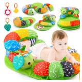 ARANEE 2-in-1 Tummy Time Mat & Seated Support Pillow Baby Toys 6-12 Months, Baby Tummy Time Toys Sit Me Up Floor Seat for Newborns and Older Babies, with Detachable Support Pillow and Toys