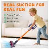 BAYMI 3-in-1 Kids Vacuum That Really Works - Toddler Vacuum Cleaning Toy Set, Kids Working Play Vacuum Cleaner with Real Suction, Montessori Housekeeping Toy for Toddlers 3 4 5 6+