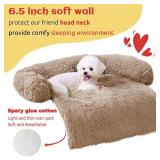 HACHIKITTY Calming Pet Sofa Bed Mat, Washable Plush Couch Cover, Furniture Protector Mat for Dogs and Cats, Fluffy Dog Couch Bed with Anti-Slip Bottom (40x 38x 6, Camel)