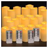 YOROXRG Set of 24 Waterproof Outdoor Flameless Candles, LED Candles with 4 Remote and Timer,(H 4 5 6 x D 2.2),for Christmas,Halloween,Wedding,Festival