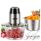 GANIZA Food Processors, Electric Chopper with Meat Grinder & Veggie Chopper - 2 Bowls (8 Cup+8 Cup) with Powerful 450W Copper Motor