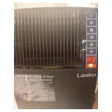 1500-Watt 20 in. Black Electric Console Ceramic Space Heater with Tip-Over Switch, Adjustable Louvers, Timer, (Missing Remote) - Retail: $90