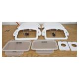 VEVOR Ingredient Storage Bin, Dispenser Bin with 4 Measuring Cups, Attachable Casters and Airtight Lid, 4 Pcs/Set Dog Pet Food Storage Container, PP Material Kitchen Rice Cereal Flour Bin 4 STORAGE BI