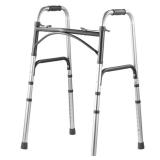 VEVOR Folding Walker, 2-Button Folding Walkers with 8-Level Adjustable Height and Durable Handles, Lightweight Aluminum Mobility Walker Aid for Elderly Handicapped Disabled, Up to 350 Pounds