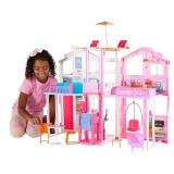 Barbie 3-Story Townhouse Dollhouse with Elevator, Swing Chair, Furniture and Accessories, Fold for Portability and Travel - Retail: $107