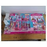 Barbie 3-Story Townhouse Dollhouse with Elevator, Swing Chair, Furniture and Accessories, Fold for Portability and Travel - Retail: $107