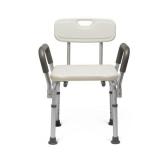 Medline Shower Bath Chair with Back and Padded Armrests  Height Adjustable  Supports up to 350 lbs.  White - Retail: $70