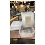 12pk Stackable Plastic Bins with Lids 9.5qt - Retail: $0