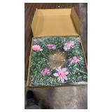 Dahlia Wreaths, 24 Inch Artificial Spring Summer Wreaths for Front Door Decor Tea Grass Wreath with Pink Roses, Farmhouse Greenery Wreath Outside Year Round - Indoor/Outdoor - Retail: $0