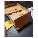 ZOOFOX 3-Tier Paper Letter Tray, Wood Letter File Folder Holder with 3 Trays and 2 Vertical Section, Cute Cat-Shaped Paper Tray for Home Office School