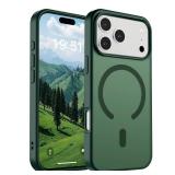 SUPFINE Magnetic for iPhone 17 Pro Case (Compatible with MagSafe)(Military Grade Drop Protection) Translucent Matte Shockproof with Anti-Fingerprint Phone Cover 2025,Forest Green